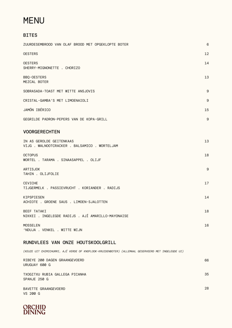 MENU ORCHID 1 NL