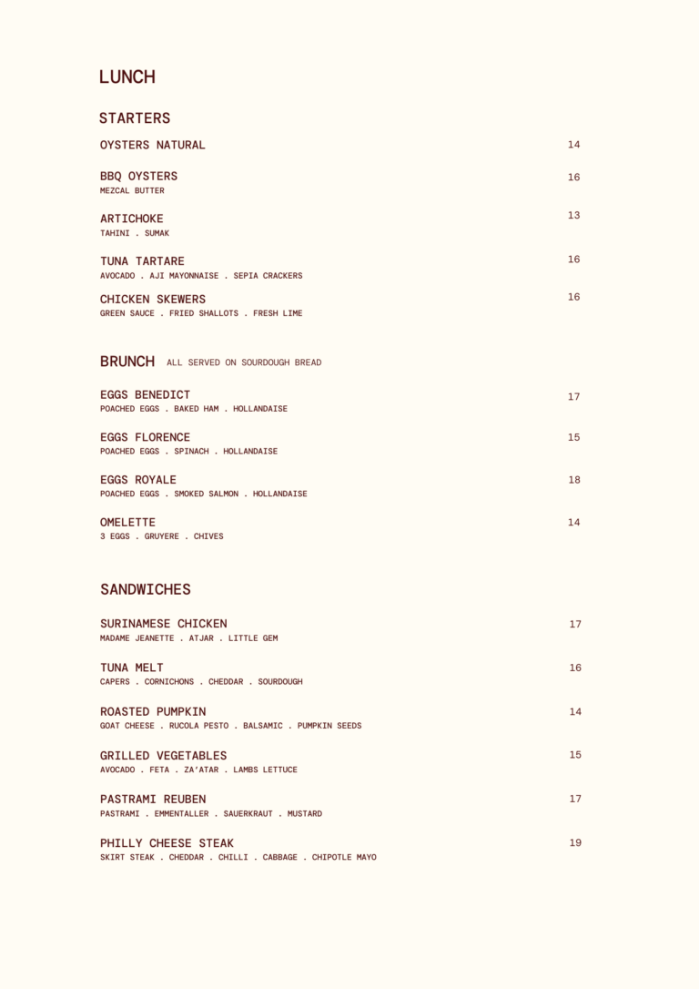LUNCH MENU